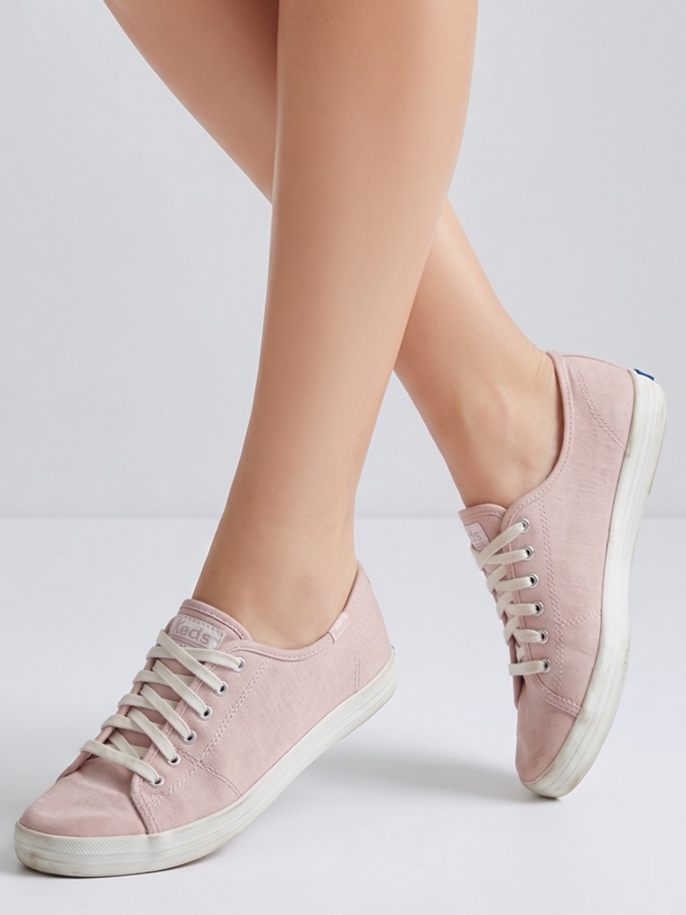 Keds Women's Pink Chambray Lace-Up Sneakers Size 8.5 Casual Shoes